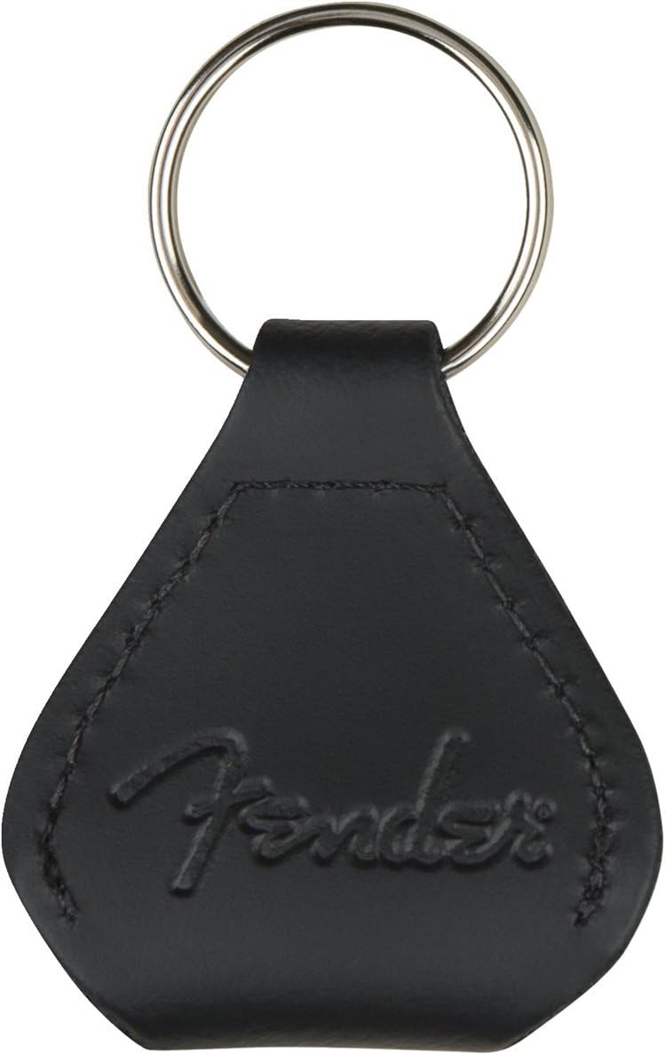 Fender Leather Pick Holder Keychain, Black, 0.2x5.75x1.97