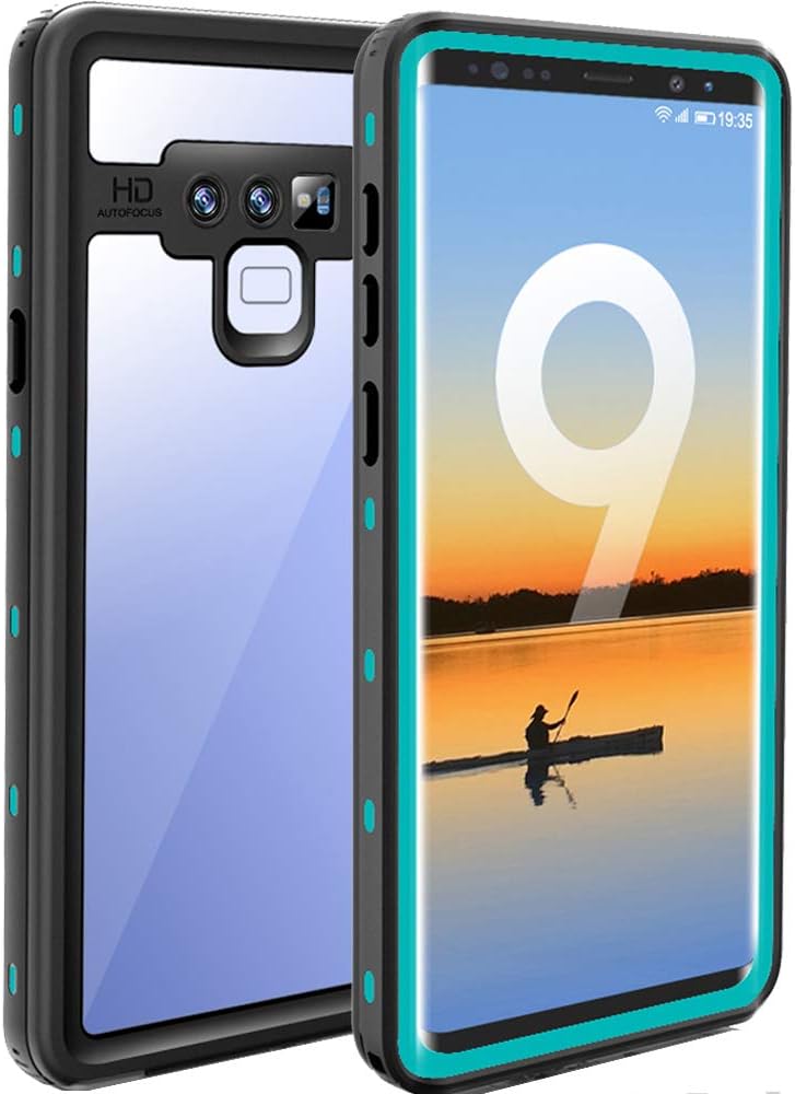 Tomplus Samsung Galaxy Note 9 Waterproof Case, Built-in Screen Full-Body Protector Shockproof Snowproof Dirtproof IP68 Certified Waterproof Case for Samsung Galaxy Note 9 - Clear&Teal