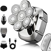 5-in-1 Electric 7D Head Shavers for Bald Men,Wet Dry Waterproof Cordless Men's Rotary Razor for Head/Face, Grooming Kit with Nose Trimmer-Hair Clippers, LED Display USB Charging Rechargeable