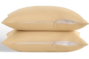 ORGANICTUNE Zippered Toddler Pillowcases Set of 2, 100% Brushed Microfiber 13x18 Pillowcases, Super Soft and Cozy Travel Kids Nursery Pillow Cases, 13x18 Inches, Khaki