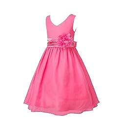 YiZYiF Kids Big Girls Double V Neck Flower Dress