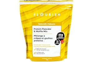 Flourish Protein Pancake & Waffle Mix, Whey Protein Isolate & Flax Seeds, Non-GMO, No Added Sugar, Superfood, High Protein & 