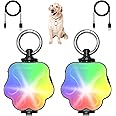 Dog Collar Light, 4 Modes LED Dog Lights for Night Walking, 2 Packs RGB Color Changing Dog Lights, USB Rechargeable Dog Walking Light for Nighttime Clip On, Waterproof Light Up Dog Collar Light