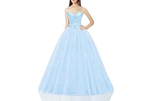 Likedpage Women's Sweetheart Ball Gown Tulle Quinceanera Dresses Prom Dress