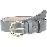 VONMELLI Women Leather Belt for Pants Jeans Dresses Ladies Belts with Fashion Gold Silver Buckle