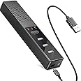 EMHFLYFN USB Speaker for Computer, 3-Port USB Hub,PC Spearker with Microphone,One-Key Mute,Plug & Play, Mouse Pad