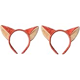 Elaine Room Headband Fox Ears Cute Fashion Hoop Hairband Christmas Party Birthday Headwear Cosplay Costume for Women Adults (2 red fox)