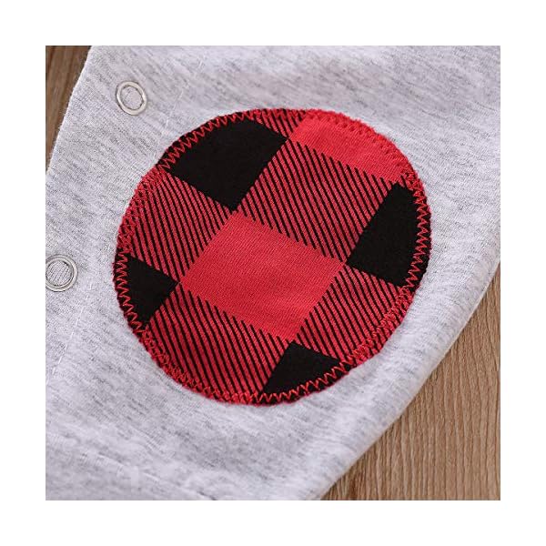 Rvbelbay Baby Girl Clothes Baby Girl Christmas Outfits HeartShaped Black and Red Plaid Long Sleeve Grey Romper Jumpsuit… - Image 7