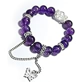 Joxozp Natural Amethyst White Beaded Bracelets for Women 11mm Healing Crystals for Stress Relief & Good Luck