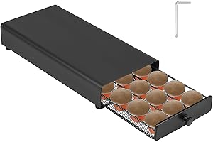 SYKUIHSG Coffee Capsule Drawer, 24 Capacity Coffee Pod Holder Drawer with Handle, Coffee Pod Drawer Organization for Kitchen 