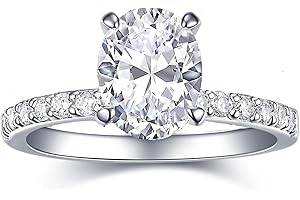 AONED 2 Carat Oval Engagement Rings Set for Women | Cubic Zirconia Wedding Sets | Wedding Band Ring | Promise Rings for Her 18K White Gold Plated Jewelry Gifts Size 4-11