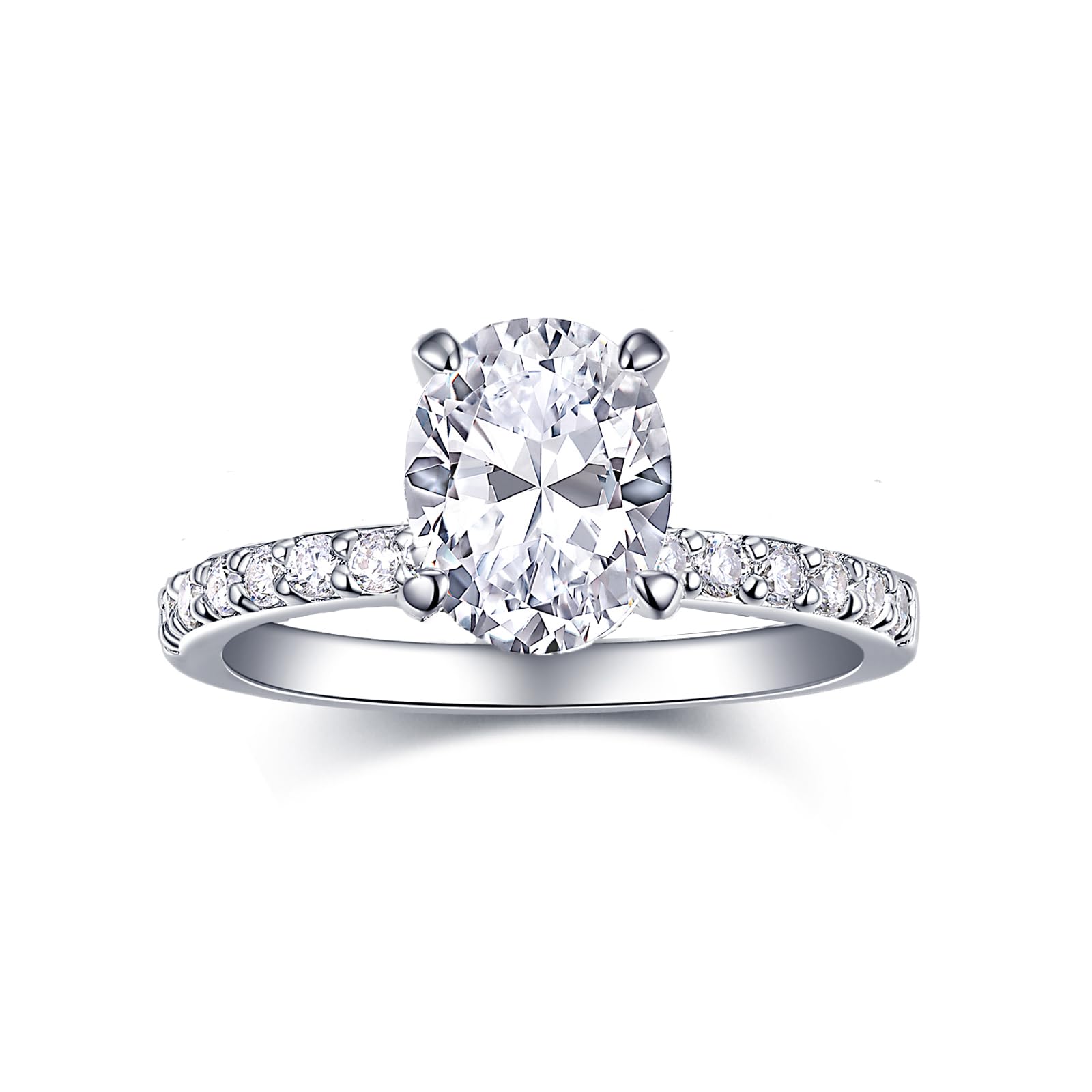 Photo 1 of AONED Wedding Rings Engagement Ring Fake Engagement Wedding Ring For Women Cubic Zirconia 2 Carat Oval Ring Silver Faxu Wedding Rings Cheap Wedding & Engagement Rings, Size 5