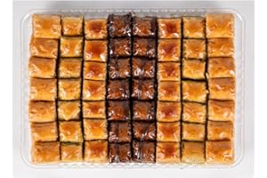 Loccumia Baklava Pastry Gift Box Halal Snacks with Chocolate, Pistachios, Walnuts, Hazelnuts, Shatila Arabic Greek Turkish Baklava, Christmas Gift (2.2 lb, 1 kg)