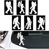 Frienda 6 Pcs Bigfoot Sasquatch Sticker Decal Fishing Gun National Flag Bigfoot Vinyl Sticker 5 Inch Funny Sasquatch Gift for Car Bumper Truck Van SUV Window Motorcycle Wall Laptop Cup Tumbler
