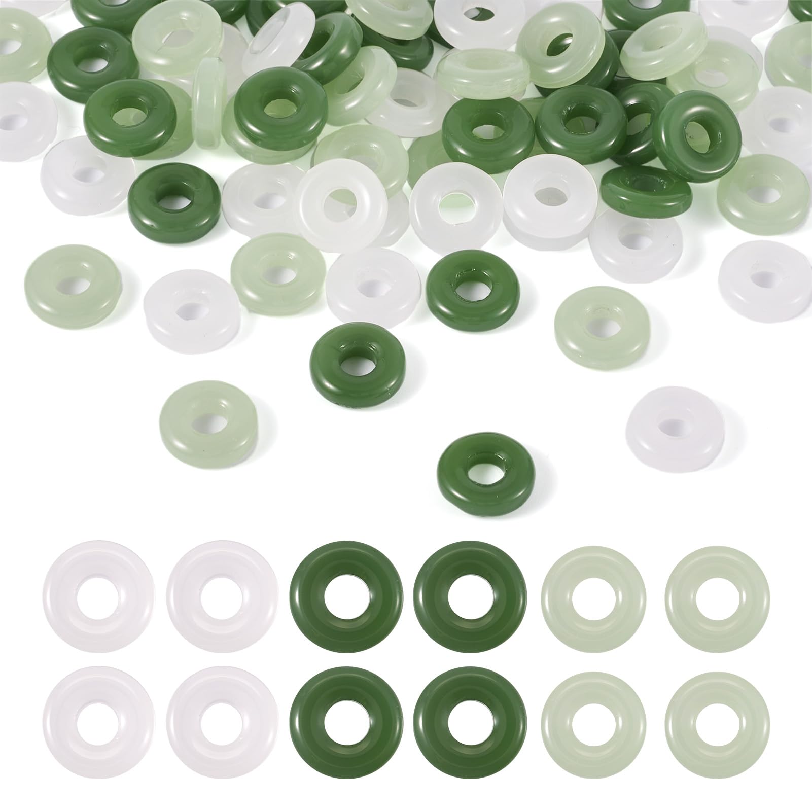 Crafans 75Pcs 3 Colors 12mm Glass Ring Charm Beads for DIY Jewelry Making