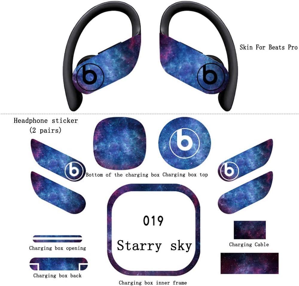Batter Marble PowerBeats Pro Skin -Sticker- Ultra Thin, Lightweight Vinyl Decal Protection for Beats PowerBeats Pro (Starry Sky)