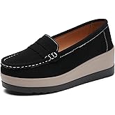 Women's Fashionable Thick Sole Suede Wedge Loafers Comfortable Anti Slip Platform Arch Support Casual Walking Shoes