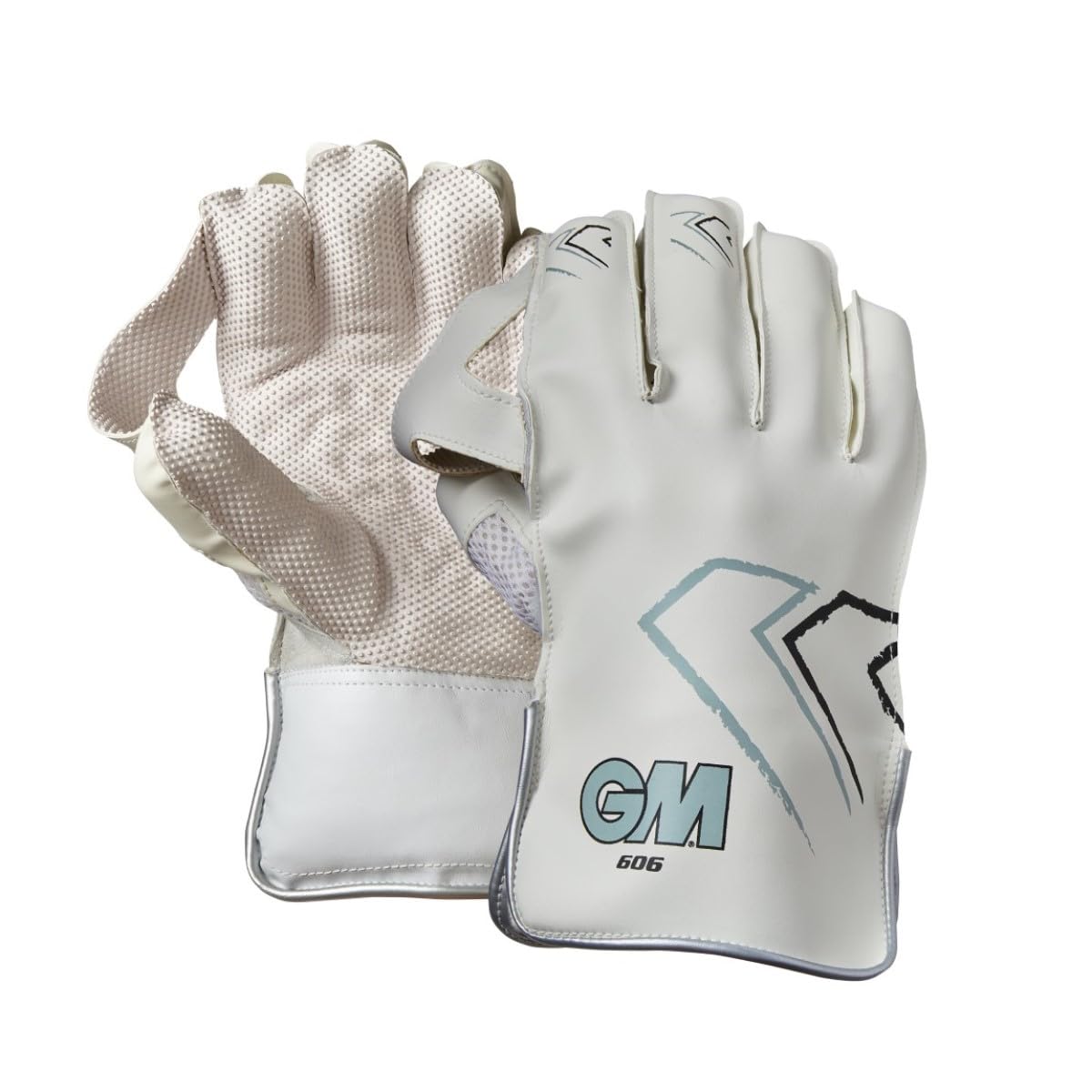 Gunn & Moore GM | Cricket Wicket Keeping Keeper Gloves | 606 | PU Faux Leather Back of Hand | PU Lining & Pimple Rubber Palm | Junior | 1 Pair