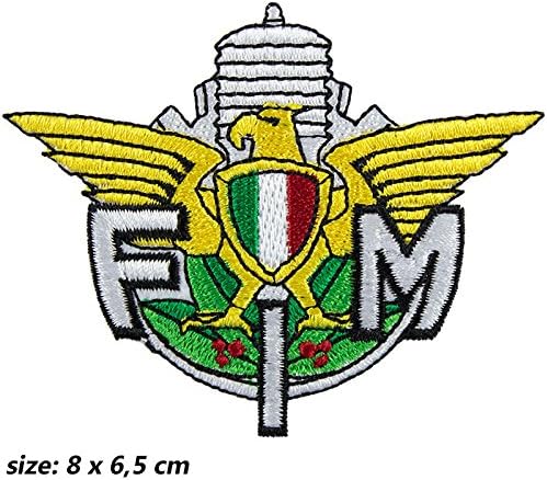 Toppa Ricamata Motociclista Italiano - Applicazione A Ferro O Cucitura 90x90mm
