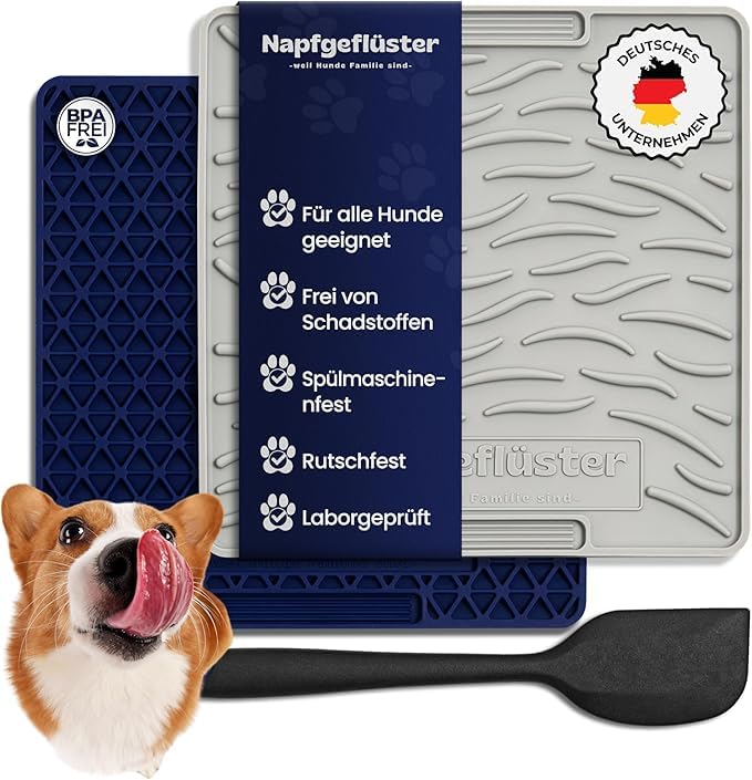 Napfgeflüster Slick Mat Dog Intelligence Toy for Dogs 2 Structures + Spatula + Ebook Dog Toy Anti-Fing Bowl Dog Toy Indestructible Lick Mat