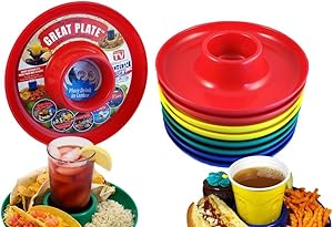 Great Plate Food Beverage Plate Multi-Color, Red/Green/Blue/Yellow, 12 Count