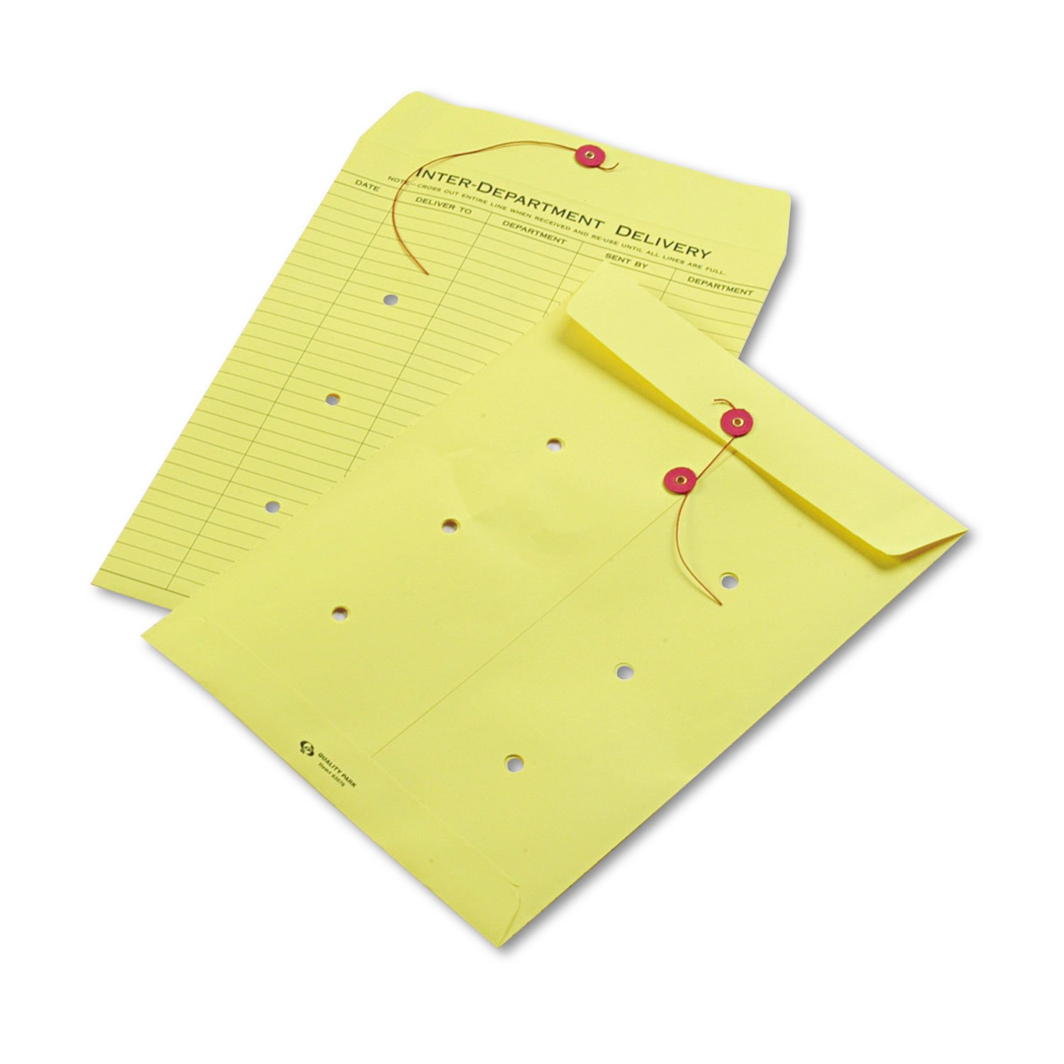 Colored Paper String & Button Interoffice Envelope, 10 x 13, Yellow, 100/Box