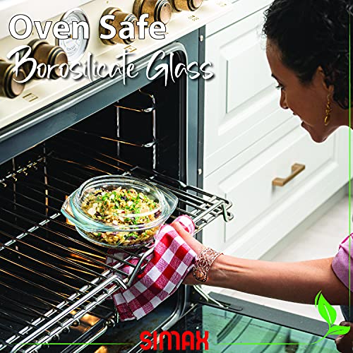 Simax Clear Glass Casserole Dish Glass Round Casserole Dish with Lid