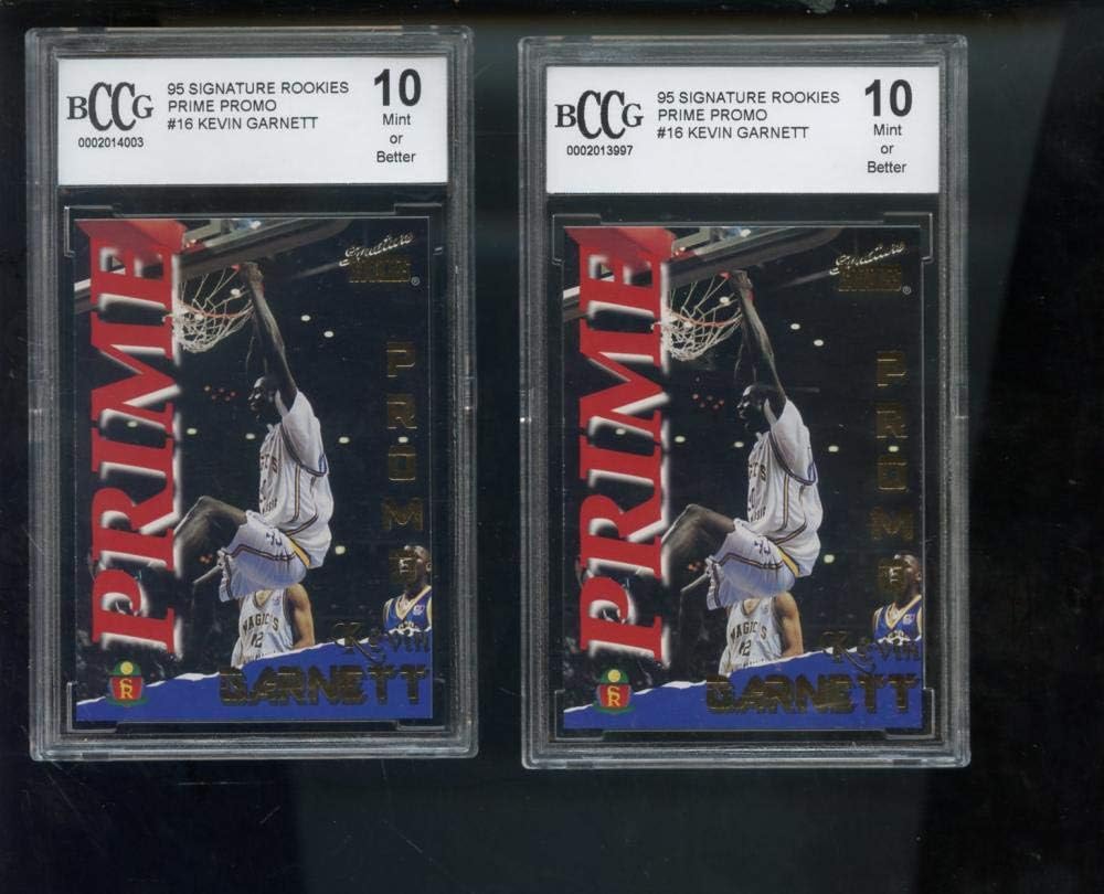 Lot of 2 1995-96 Signature Rookies Prime Promo Kevin Garnett Graded ROOKIE Card BCCG 10