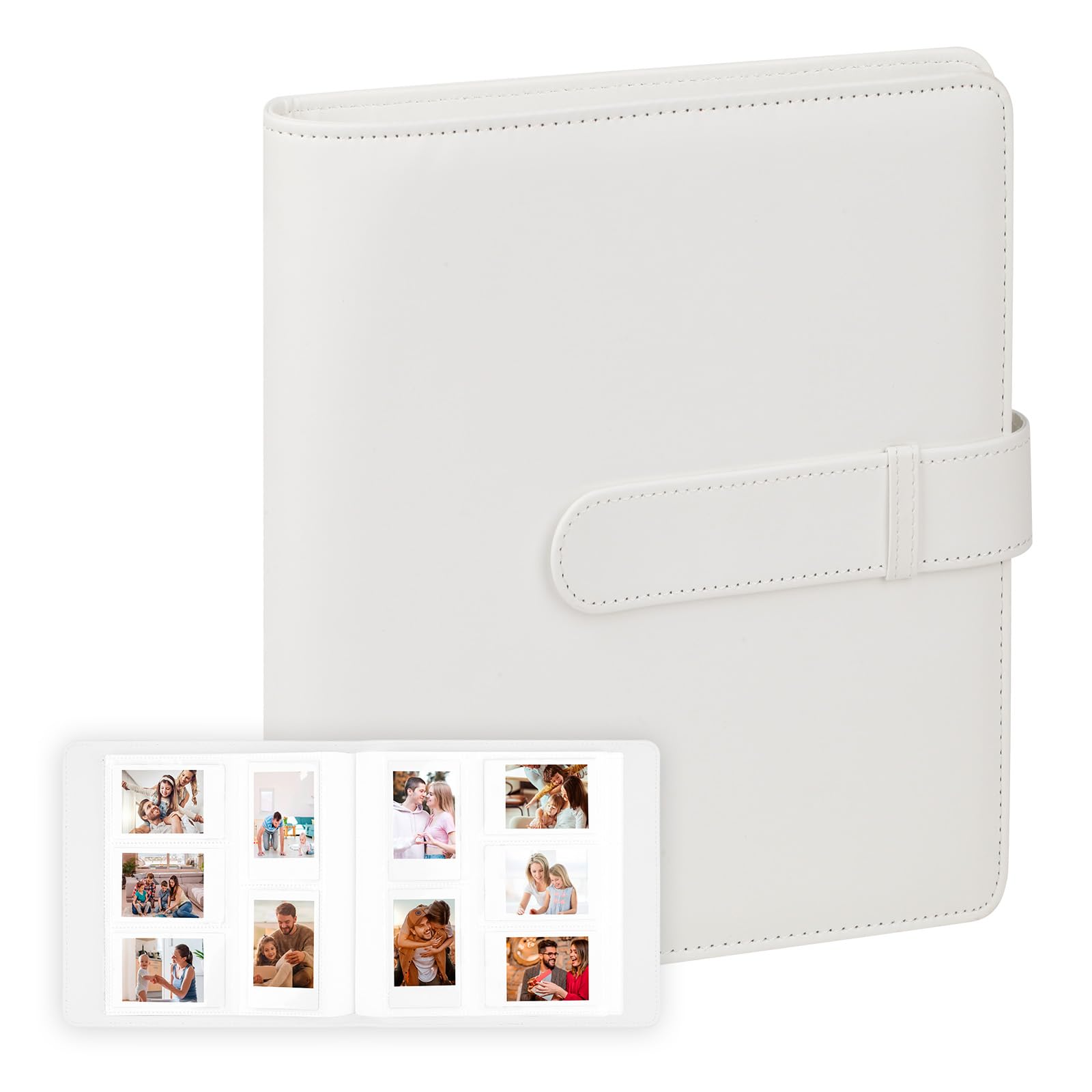 360 Pocket Photo Album for Fujifilm Instax Mini 12 11 9 8+ 8 7s 90 40 EVO Instant Camera, Fits Polaroid Snap/PIC-300/Z2300/ SocialMatic Cameras & Zip Printers (Clay White)