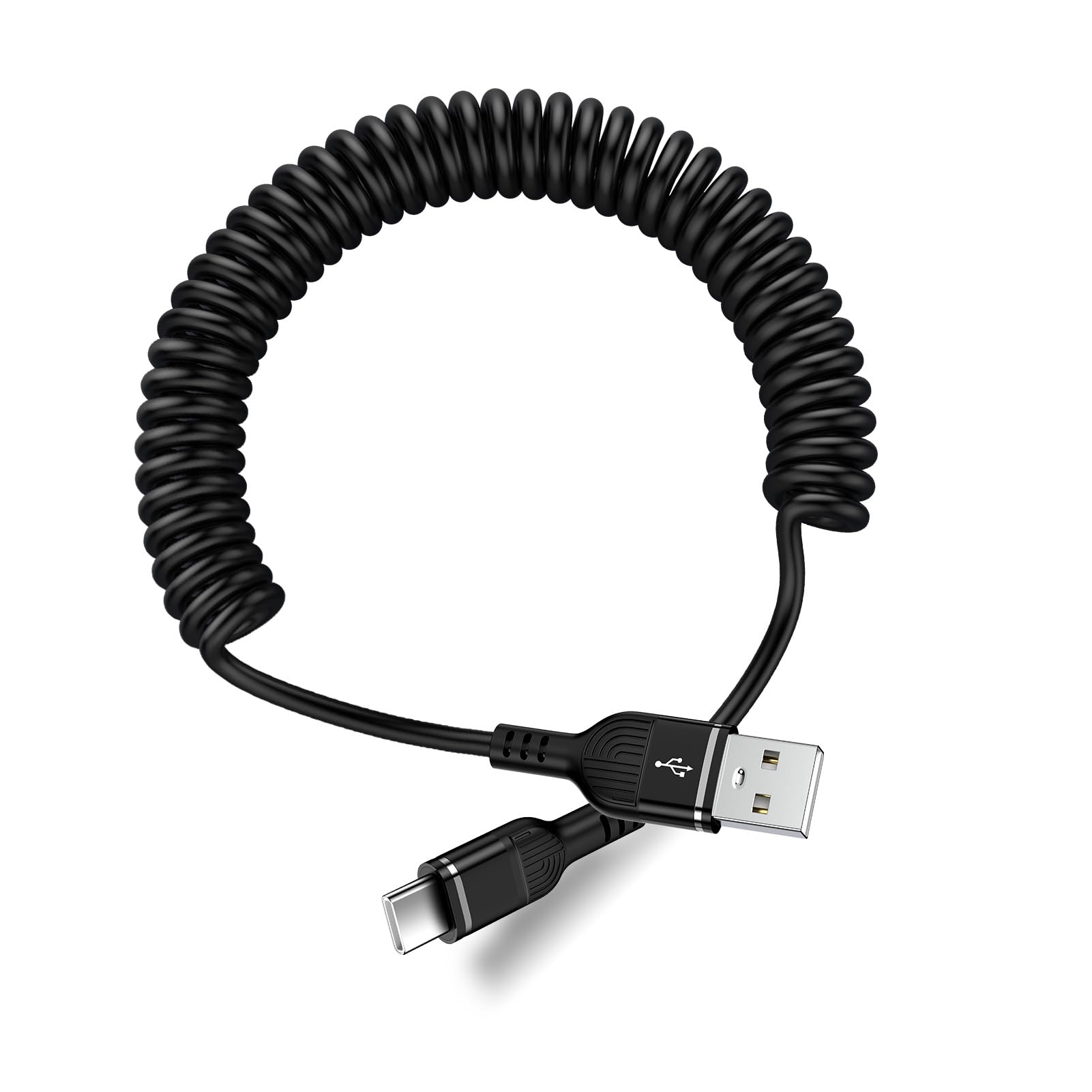 Photo 1 of 3FT iPhone 16 Plus Coiled Car Charger Cable, [Black] USB-C Coiled Cable for iPhone 16e/16/16 Plus/16 Pro/16 Pro Max,17 Pro Max/17Air/17 Pro/17, iPhone 15, Auto & CarPlay Charger Curly USB A to C Cord