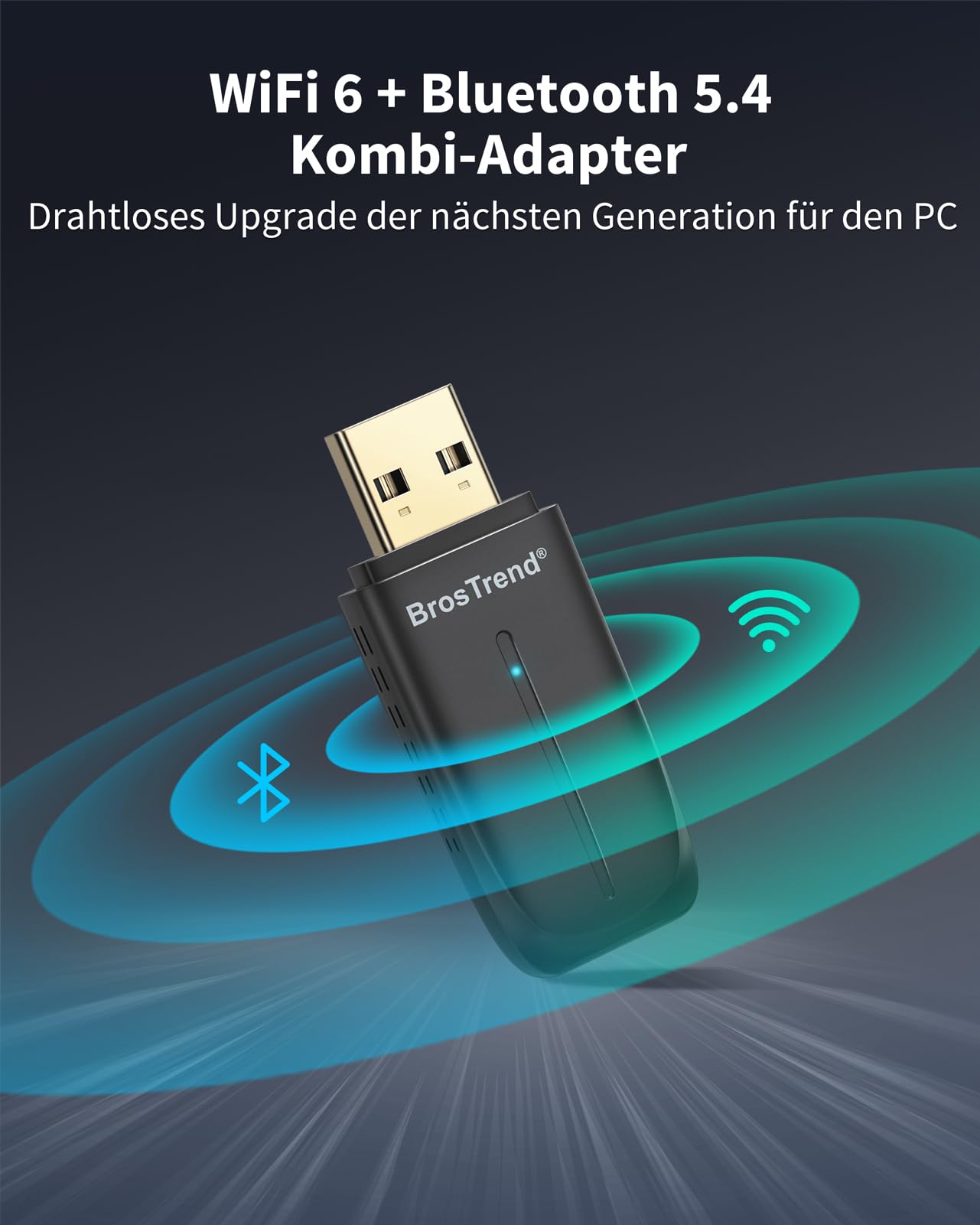 BrosTrend WiFi 6 AX900 2 in 1 WLAN Bluetooth Adapter PC für Windows 11/10 2