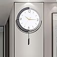 Rulart Wall Clock, Decor Modern Silent Big Wall Clock for Living Room Kitchen Bedroom, Battery Operated Quartz Non Ticking, Metal and MDF Material,13.4x19inch