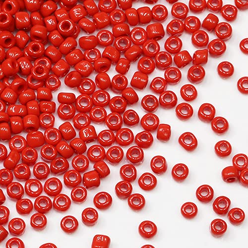Tibaoffy Red Beads Size 8/0 Crafts Glass Seed Beads 3mm for Jewelry Making (Total About 100gm About 3600pcs)