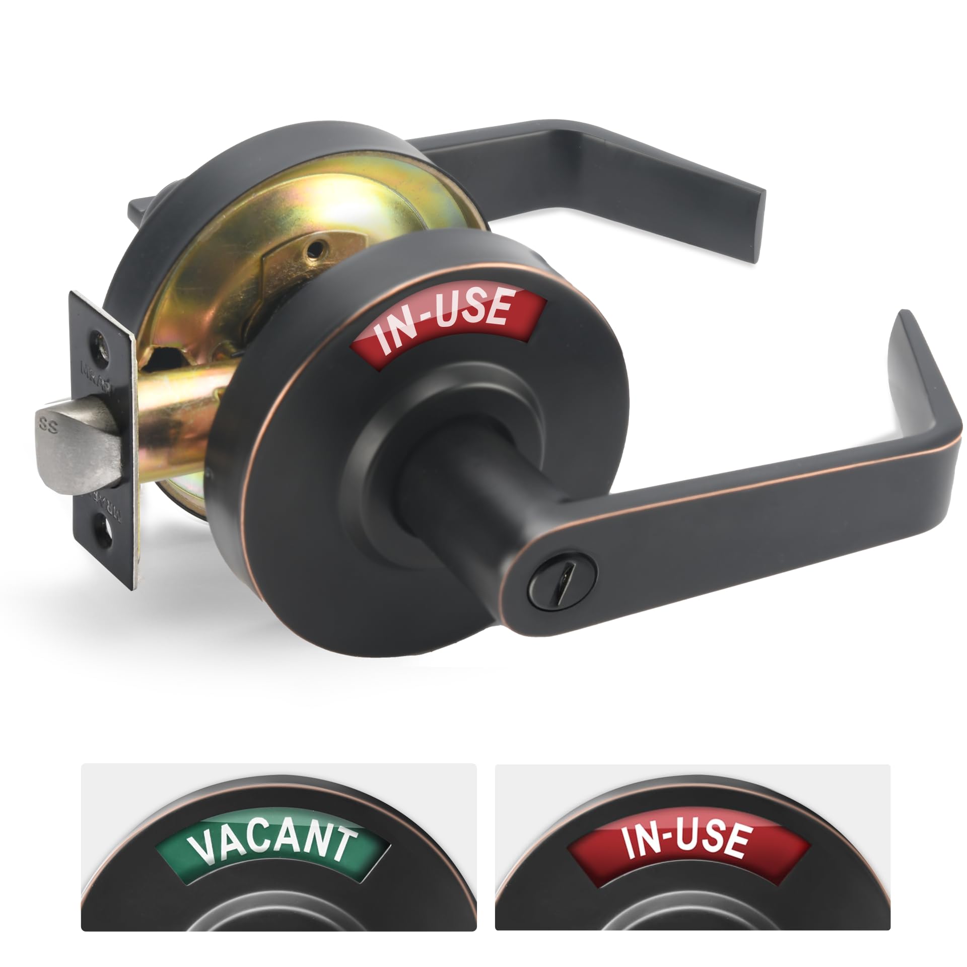Photo 1 of MrArm Privacy Indicator Lock and Lever, Large Grade 2 Commercial Door Handle, Bathroom Door Handle Perfect for Public restrooms Including Restaurants, Hospitals, Medical Offices, Oil Rubbed Bronze