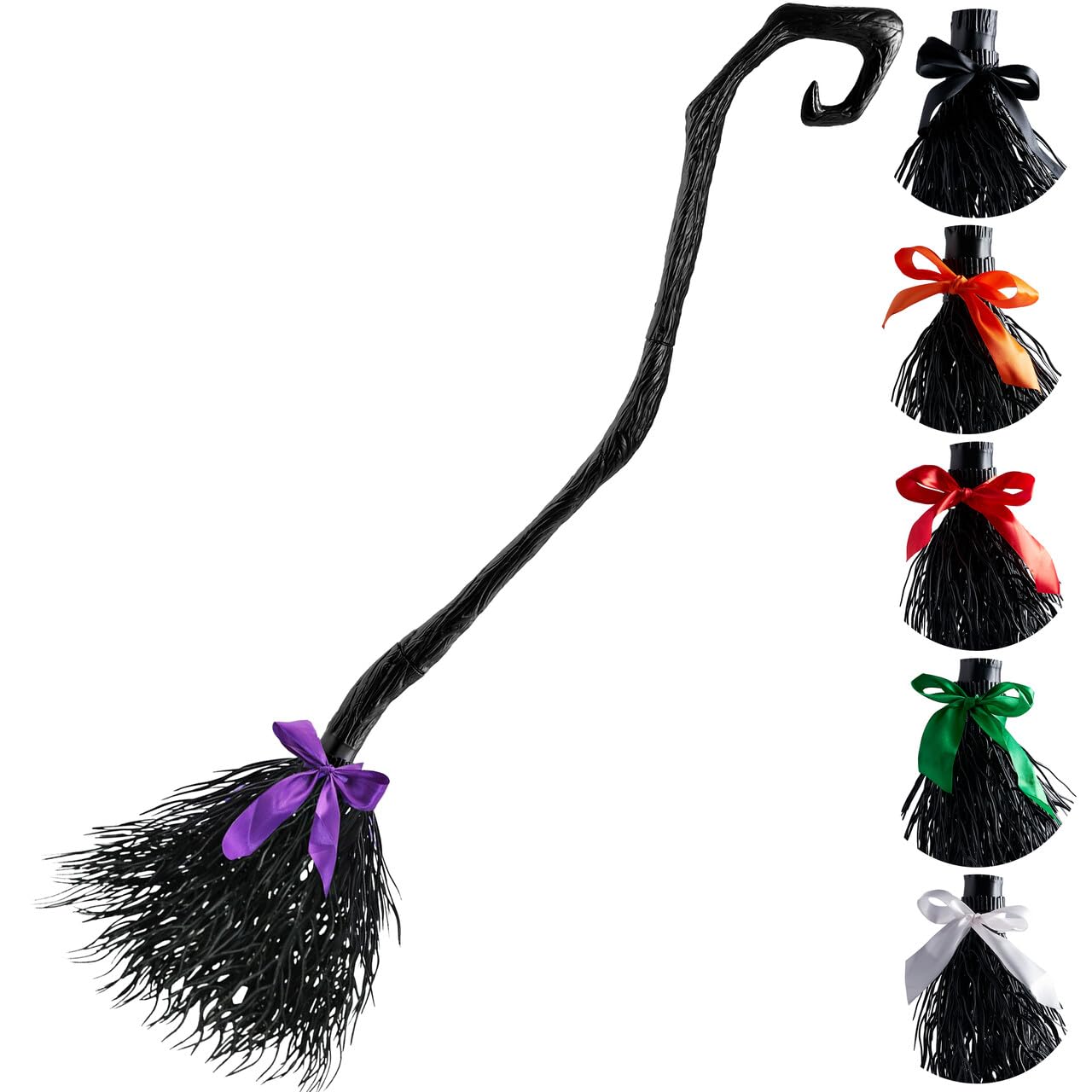 Photo 1 of JOYIN 55'' Halloween Witch Broom Cane with Ribbons, Witches Broomstick for Kids Women Wizard Costume Parties, Photo Booth Accessory Stage Prop, Halloween Decorations