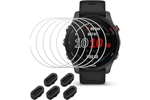 5 Pack for Garmin Forerunner 255 Screen Protector with Silicone Anti-dust Plugs, Anti Scratch Tempered Glass Protective Film