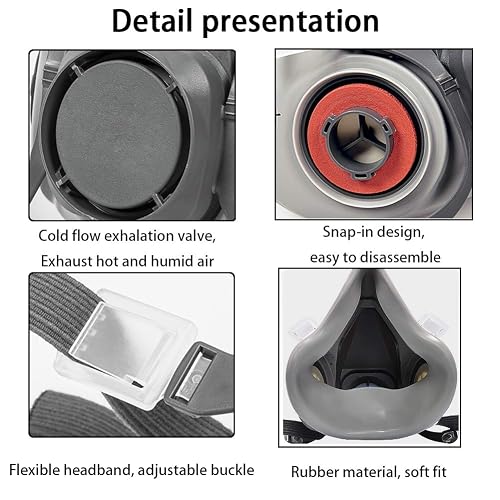 Reusable Gas Mask Respirator – Gray Soft Plastic & Rubber, Ideal For Painting, Welding, Polishing & Woodworking