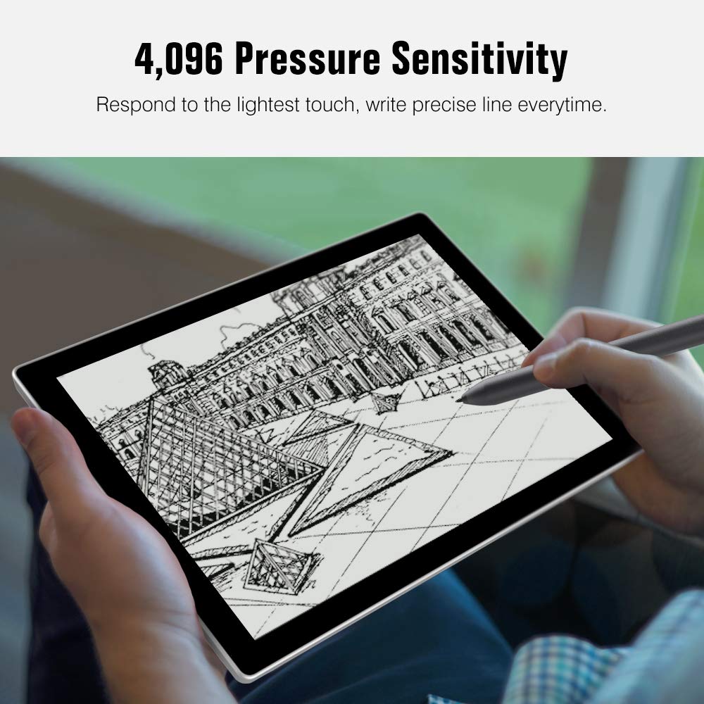 MoKo Stylus Pen Fit Surface, Active Stylus Pen with 4096 Pressure Sensitivity Supporting 600hrs Playing Time Compatible Surface Go 2/Go/Book/Laptop/Studio, Surface Pro 4/5/6/7/X 2019, Black