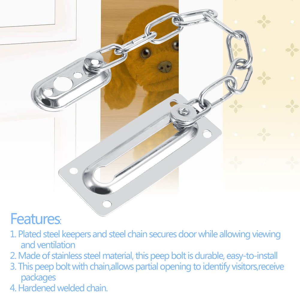 Ichiias Security Chain Door Lock, Door Secure Chain, Door Chain Lock of Wooden Doors
