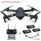 Prevently RC Drone, New E58 2MP w/ 720P Camera WIFI FPV Foldable Selfie Drone RC Quadcopter RTF + 1 Cable & 3 Batteries