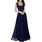Miusol Women's Casual Deep- V Neck Sleeveless Vintage Wedding Maxi Dress