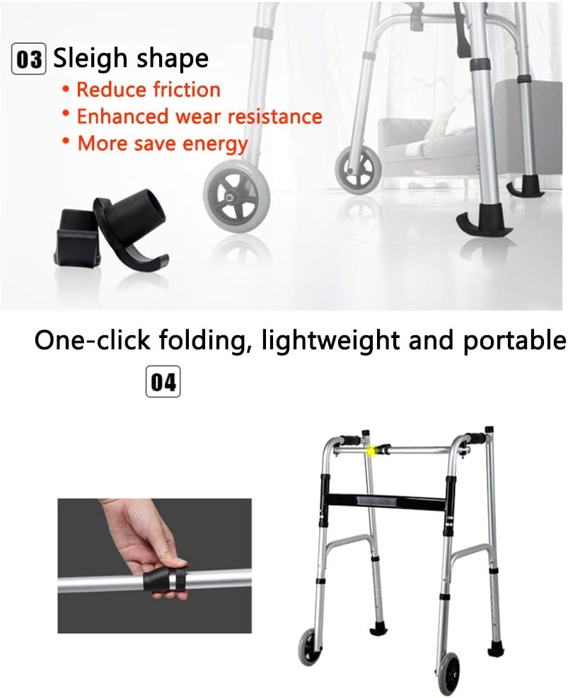 TXDWYF Walking Frame with Wheels/Walking Aids with Wheels/Walking Frames for The Elderly/Rollators/Standard Walkers/Walking Frames/Walkers Hemiplegia Rehabilitation Stand, 4wheel+seat -