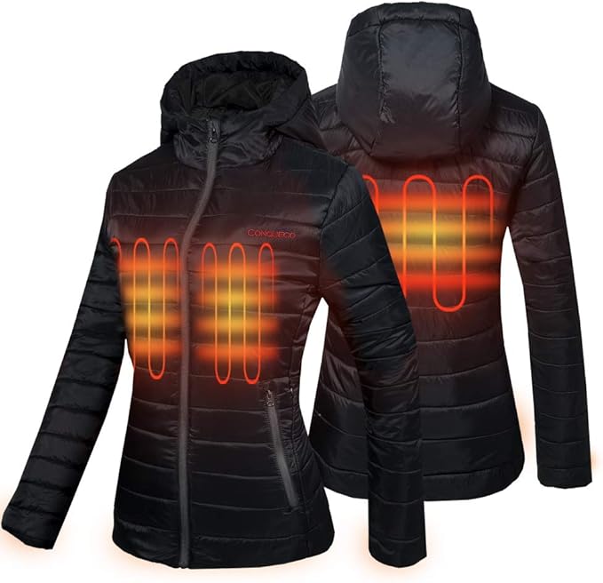Conqueco Damen Beheizbare Jacke Elektrische Wasserdicht Winddicht Warm Mit Akku Und Ladegerat Zum Outdoor Arbeiten Tagliches Tragen Amazon De Bekleidung