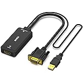 BENFEI VGA to HDMI Adapter, 1080P Converter with Audio from Computer/Laptop VGA Source to HDMI TV/Monitor