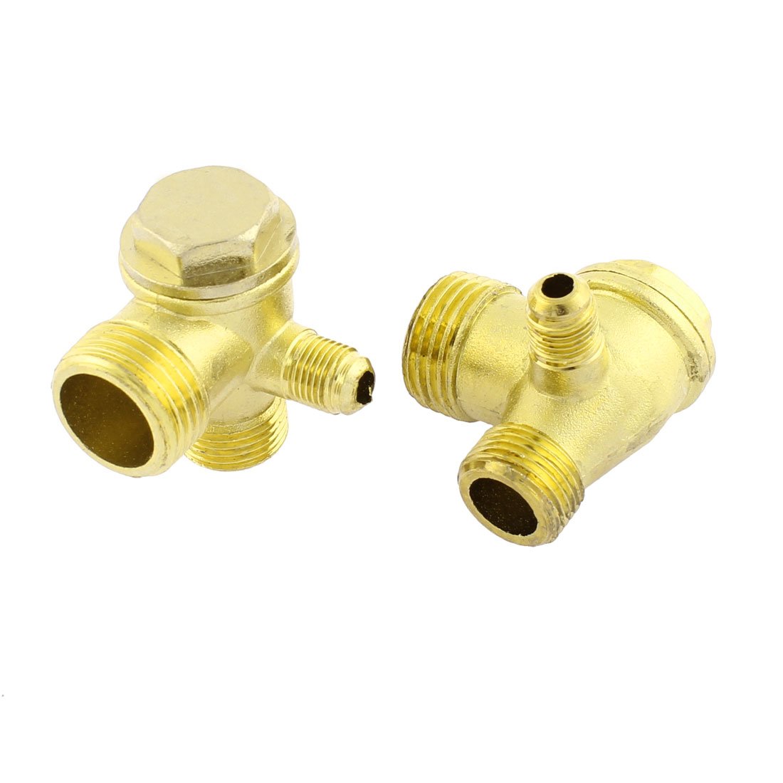 Sourcingmap Air Compressor Check Valve, 1/2" BSP x 3/8" BSP x 1/8" BSP Male Thread, 3 Way Pneumatic Accessory 2pcs