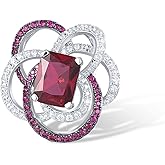 Santuzza 925 Sterling Silver Flower Shape Gemstone White Cubic Zirconia Pendant for Women