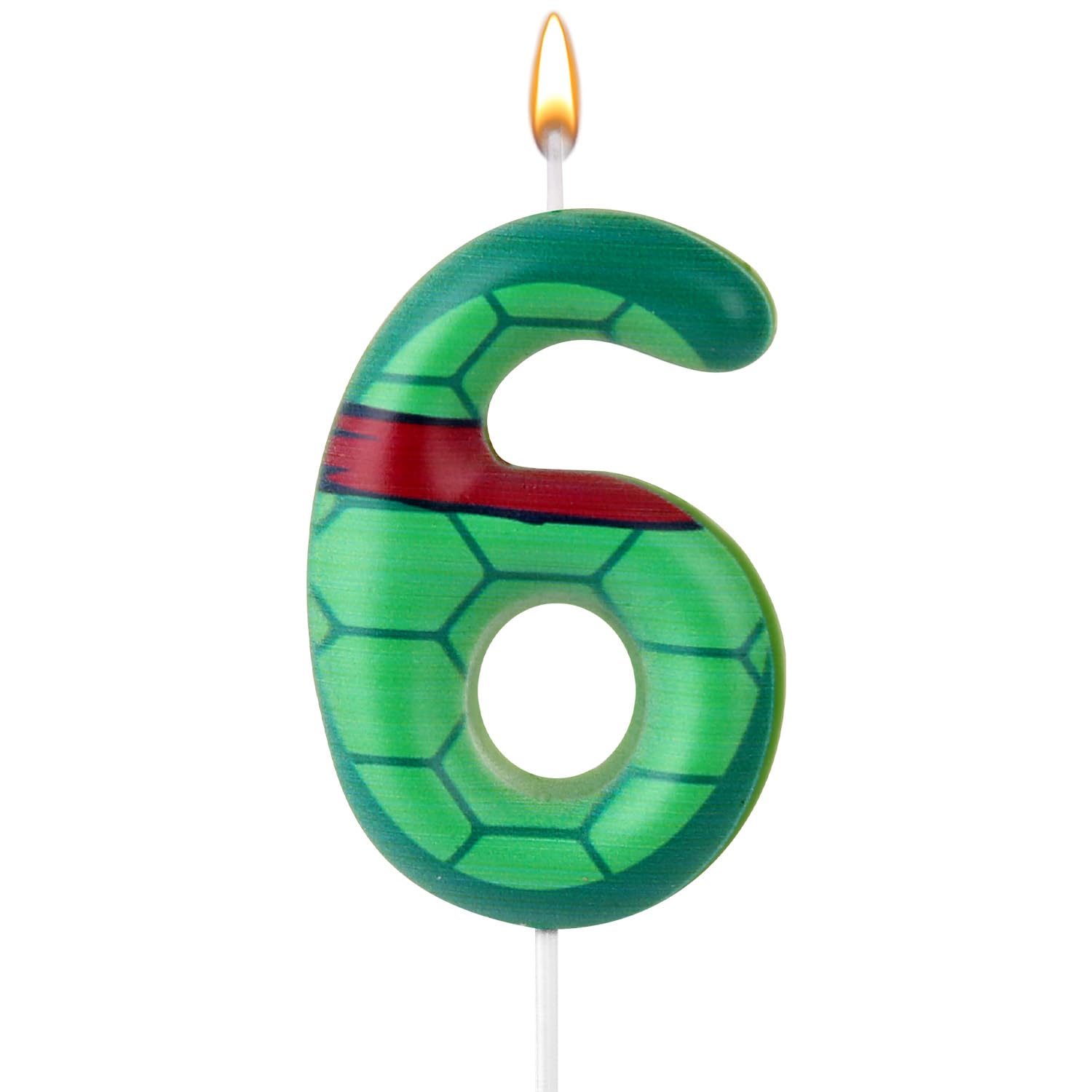 Photo 1 of Turtle Shell Birthday Candle, Cartoon Turtle Themed Birthday Number Candle Green Turtle Birthday Cake Topper for Birthday Decoration (Number 6)