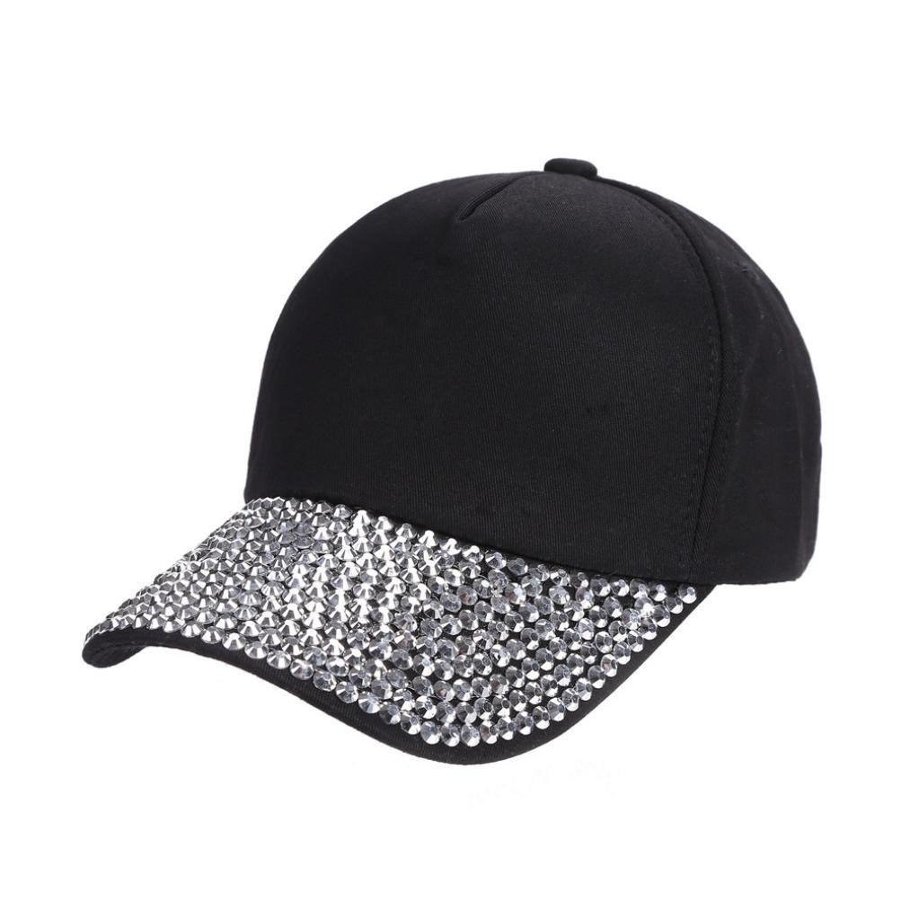 FSSTUD Glitter Baseball Cap Running Hat Summer Outdoor Sport Golf Cap Trucker Cap for Women Men Black