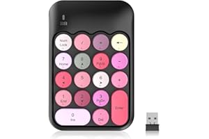 Wireless Number Pads, PINKCAT Cute 18-Round Keys Numeric Keypad with 2.4G Mini USB Receiver, Portable Silent Number Numpad Fi