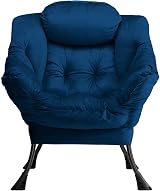 HollyHOME Comfy Armchair Velvet Dark Blue with Steel Frame 500lbs Capacity view 8